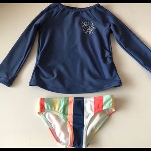 Roxy Girl’s Long Sleeve Rash Guard Swimsuit Set